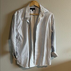 Banana Republic White and Blue Plaid Casual Shirt